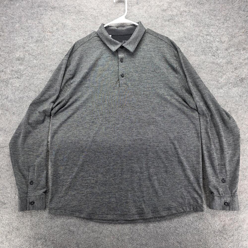 Under Armour Polo Shirt Mens XL Gray HeatGear Long Sleeve Moisture Wicking